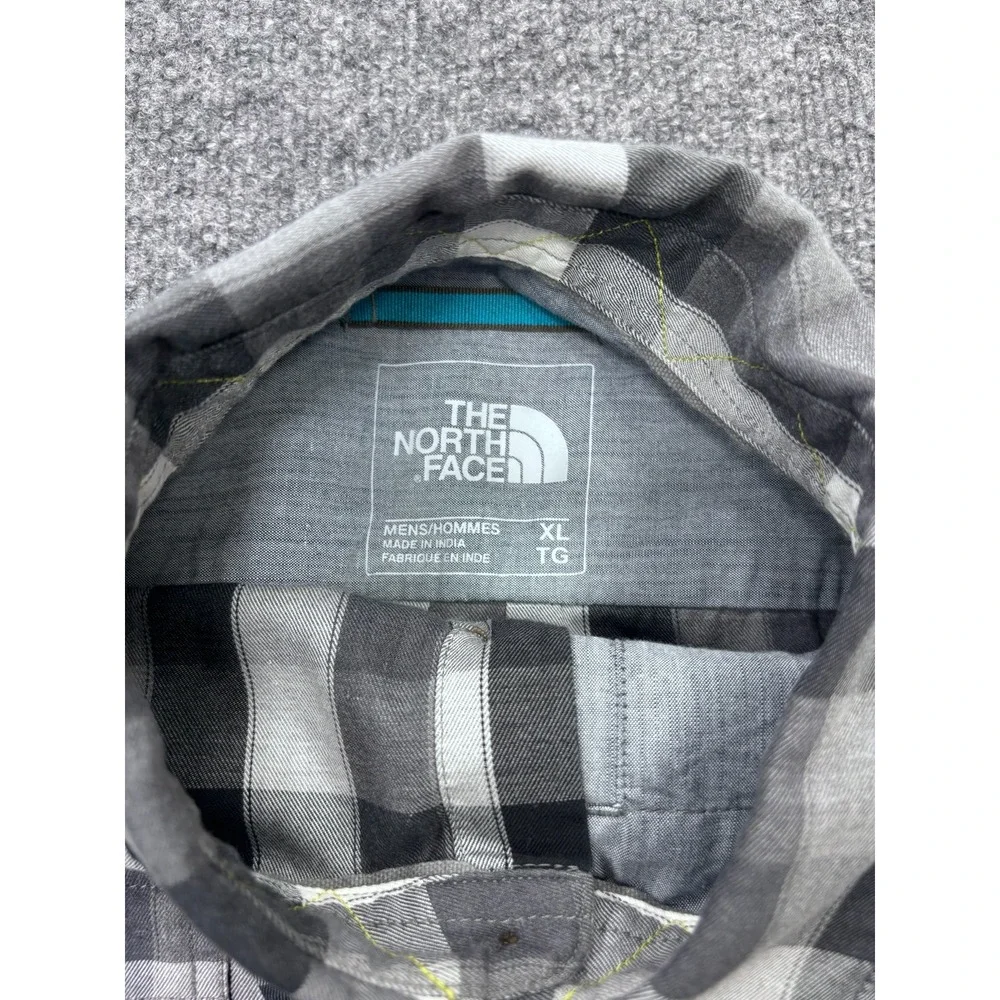 The North Face‎ Mens XL Plaid Button Down Shirt Black Grey White Long Sleeve